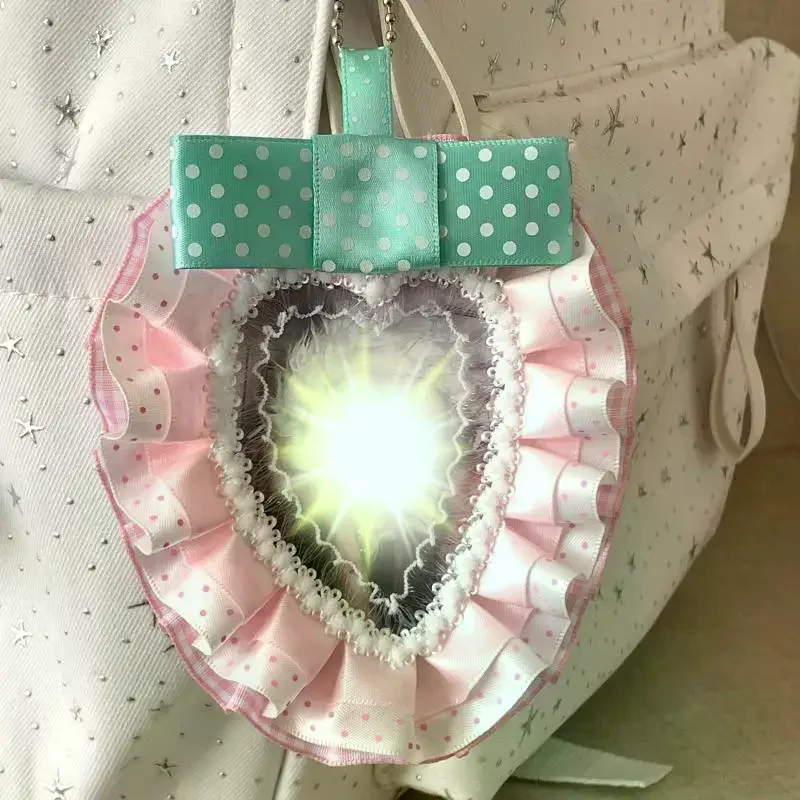 Lace Strawberry Photo Card Holder Sweet Anime Character Kpop Idol Support Card Display Girl Ita Bag Ornament Decor