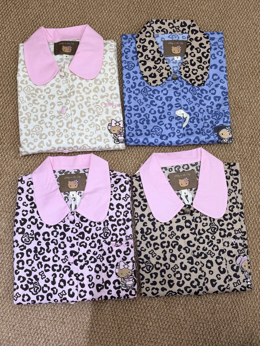 leopard-print-kitty-sleepwear-set-women's-pure-cotton-comfortable-breathable-spring-summer-home-clothes-outdoor-wea