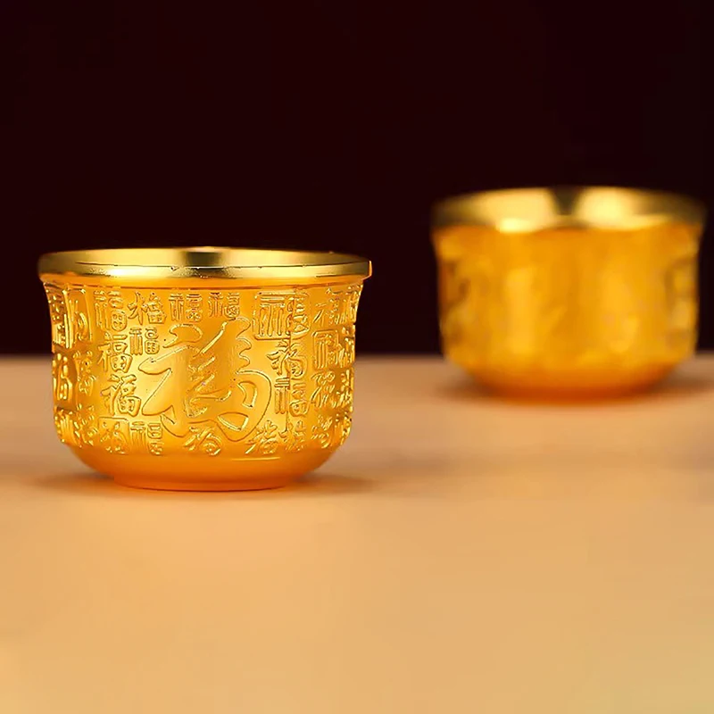 Nuevo tazón de latón para servir, taza, Ritual chino, oferta budista, tazón de agua, contenedor de té de agua con templo de adoración tibetano de latón 2024