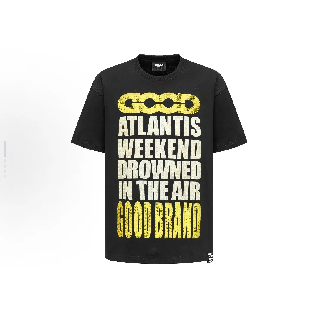

2026 Goodbrand Fashion Summer Solid Color Letter All-Over Diamond Comfortable Crew Neck Loose Straight-Cut Short-Sleeve T-Shirt
