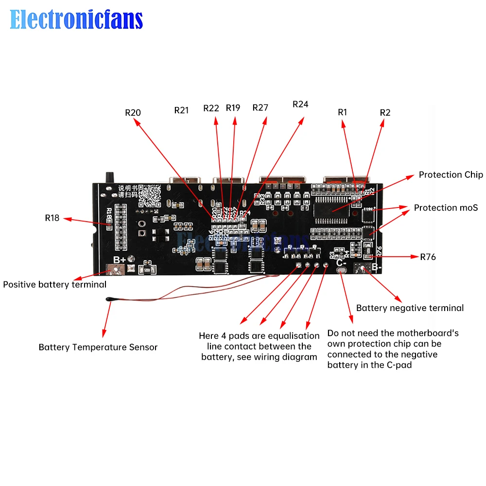 65W 100W Charging Treasure Dual C Port two-way Super Fast Charging VC Flash Charging Mobile Power Module DIY Motherboard 3S4S5S