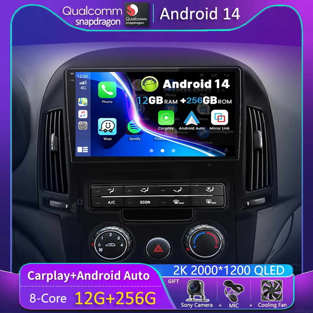 

Android 14 Carplay Car Radio For Hyundai I30 2006 2007 2008 - 2011 Navigation GPS Multimedia Player stereo wifi+4G video Auto BT