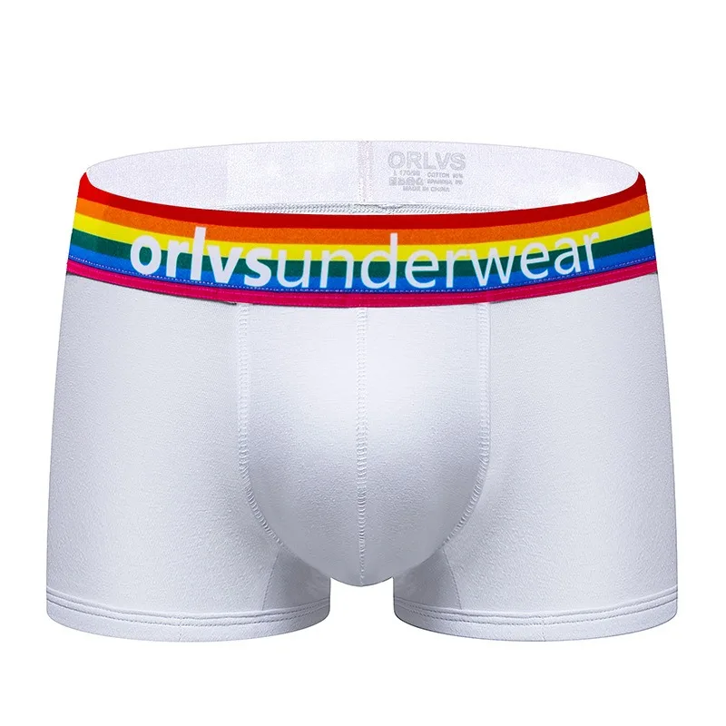 Simple ORLVS new rainbow color men's underwear low waist, boxers cotton comfortable breathable pants OR507