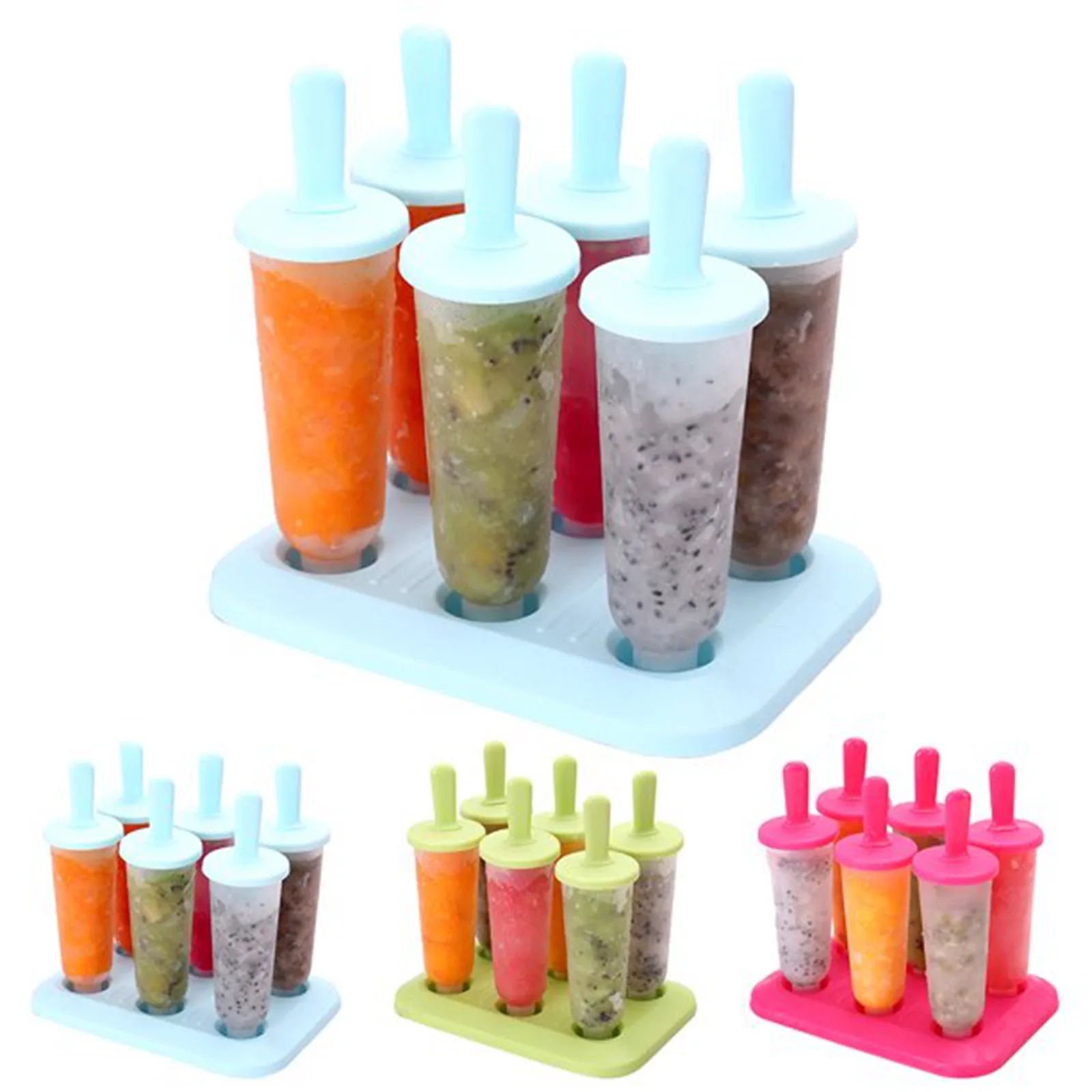 Ice Cream Mold DIY Ice Pop Molds with Stick Reusable Plastic Ice Pop Cube Maker For Kids Popsicle Mold Kitchen Ice Cream Tools