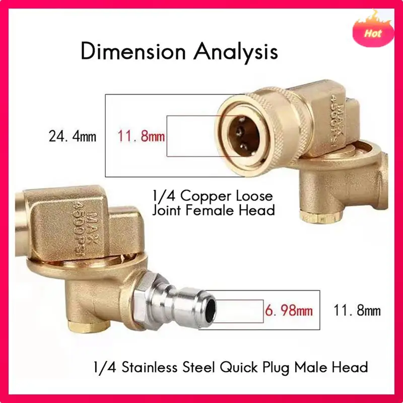 

ABYP 2 Set 1/4In Quick Connect Pivoting Coupler Adjustable Adapter W/5 Spray Nozzles Copper Connection
