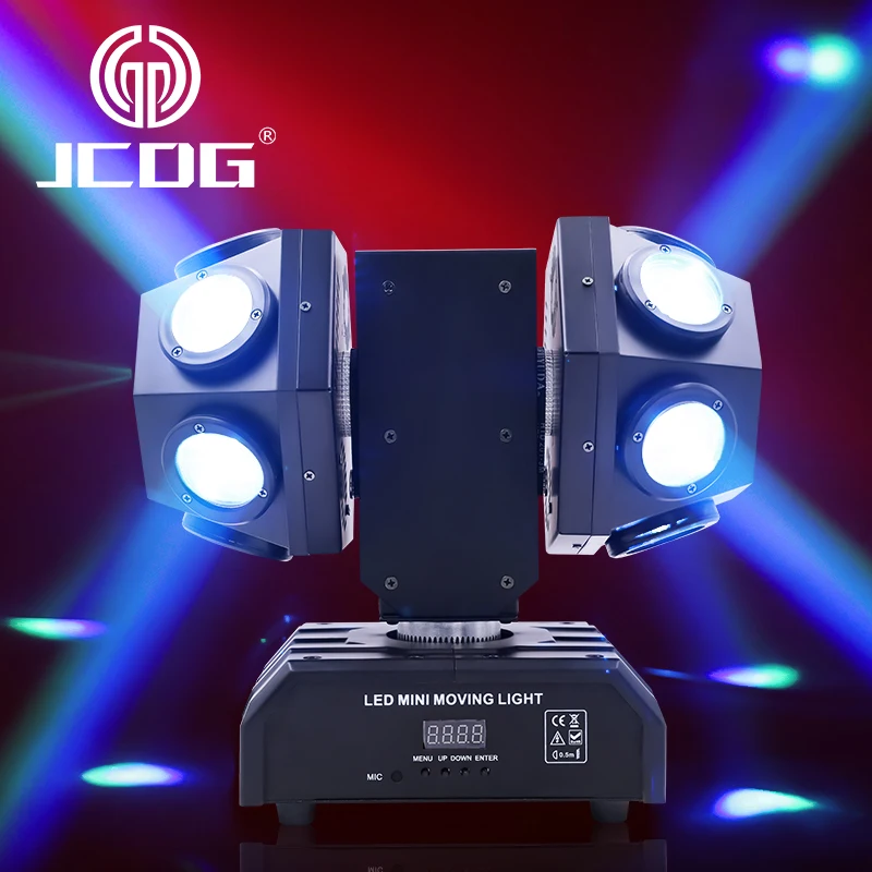 

JCDG Double Moving heads Laser Lights Beam 4in1 Rgbw Led 12pcs *10w Stage Dj Disco Double Arms Led Rotation Dj Beam Lights