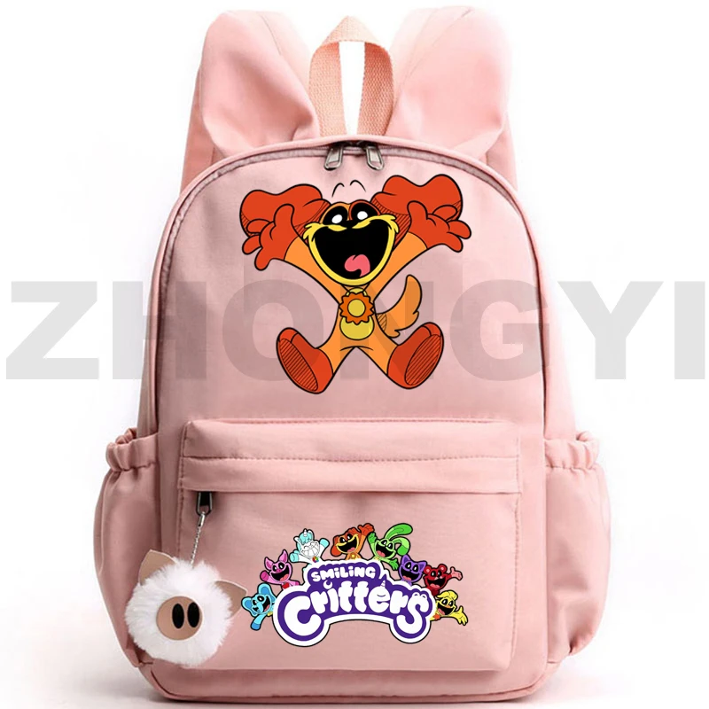 Cute Merch Cartoon Smiling Critters Backpack Small Bookbag High Capacity Waterproof Laptop School Bags Female Travel Knapsack