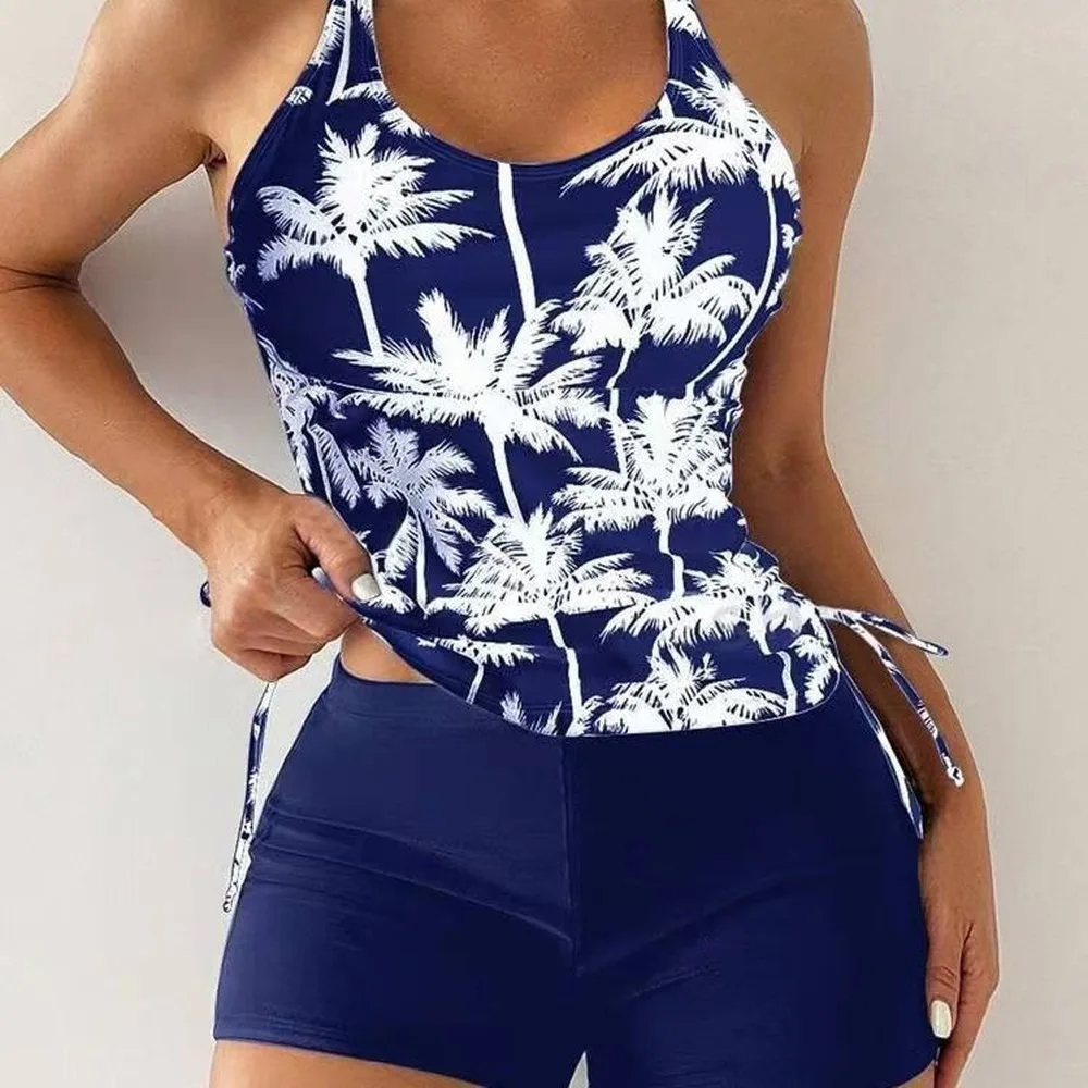 Bikini Women Printed Swimwear Tankini Set Women's Modest Swimsuits Tummy Control Slimming Vacation Beachwear Tankini Swimsuits W