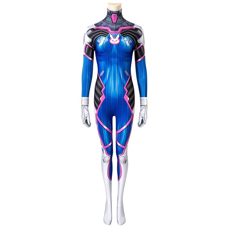 Women Dva Cosplay Complete Outfit Shooting‑Game Character Mecha‑Style Battle Bodysuit for Anime Convention Role‑Play Activity view 5