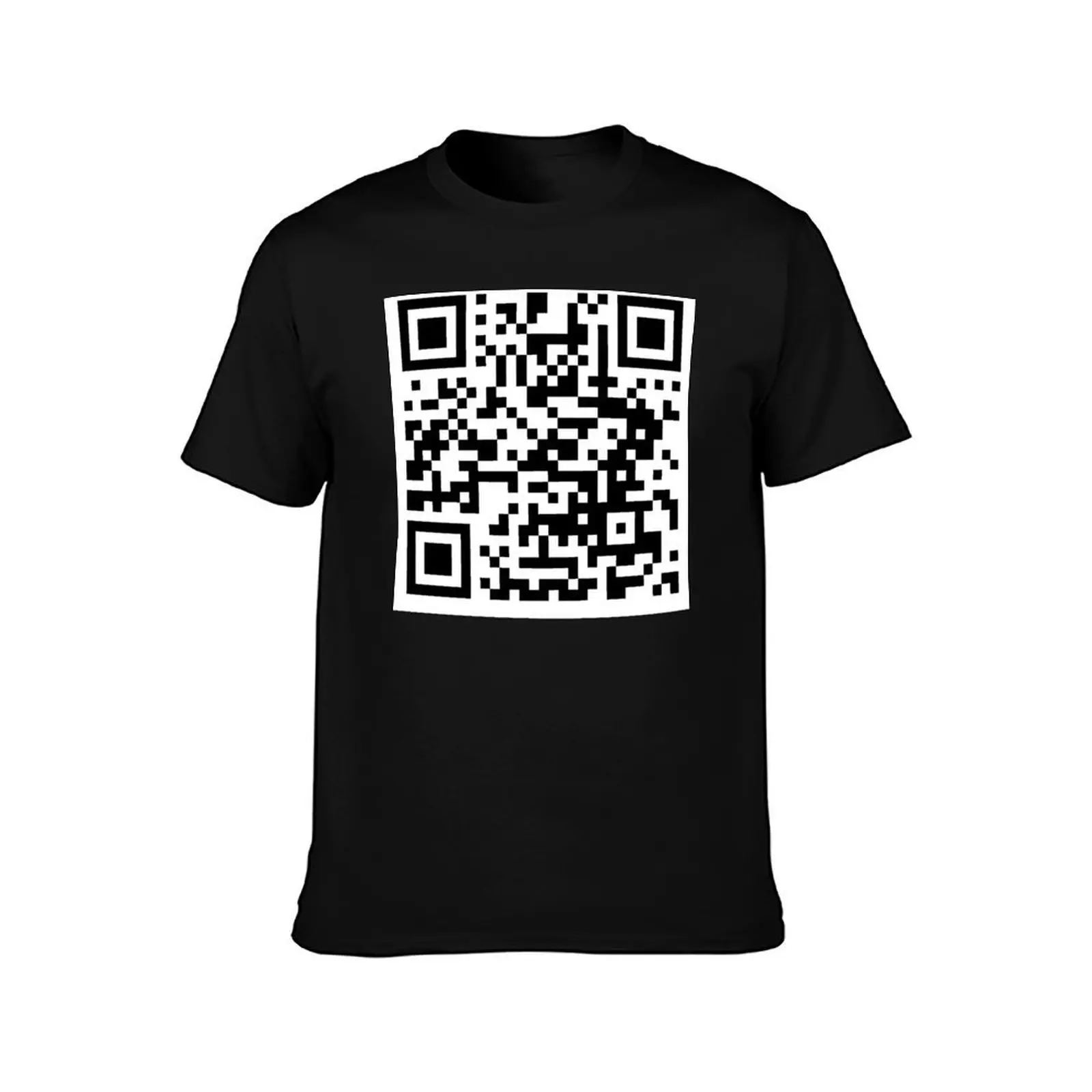 Rick Roll QR code upright T-Shirt, Summer Casual Cotton Tee, Oversized Streetwear Tops, Vintage Graphic Print, Unisex Men Women