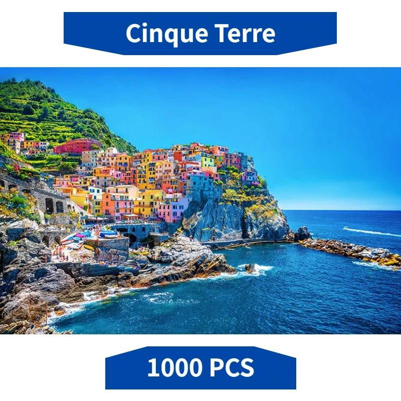 38*26cm Mini Paper Jigsaw Puzzle 1000PCS Cinque Terre Landscape Adult Children Educational Entertainment Christmas Gift