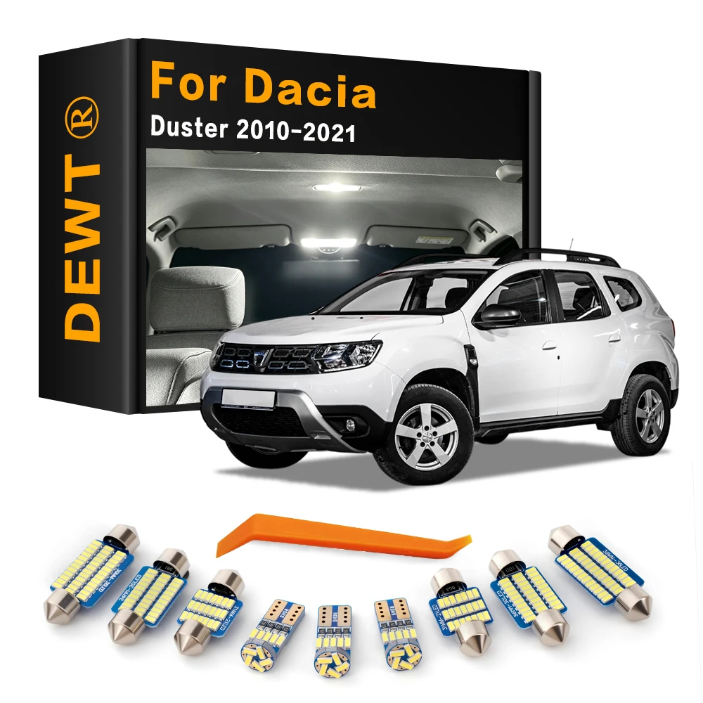 Car LED Interior Dome Light Kit Canbus For Dacia Duster 1 2 2010 - 2021 2020 2019 2018 2017 2016 2015 2014 Sunvisor Trunk Bulb