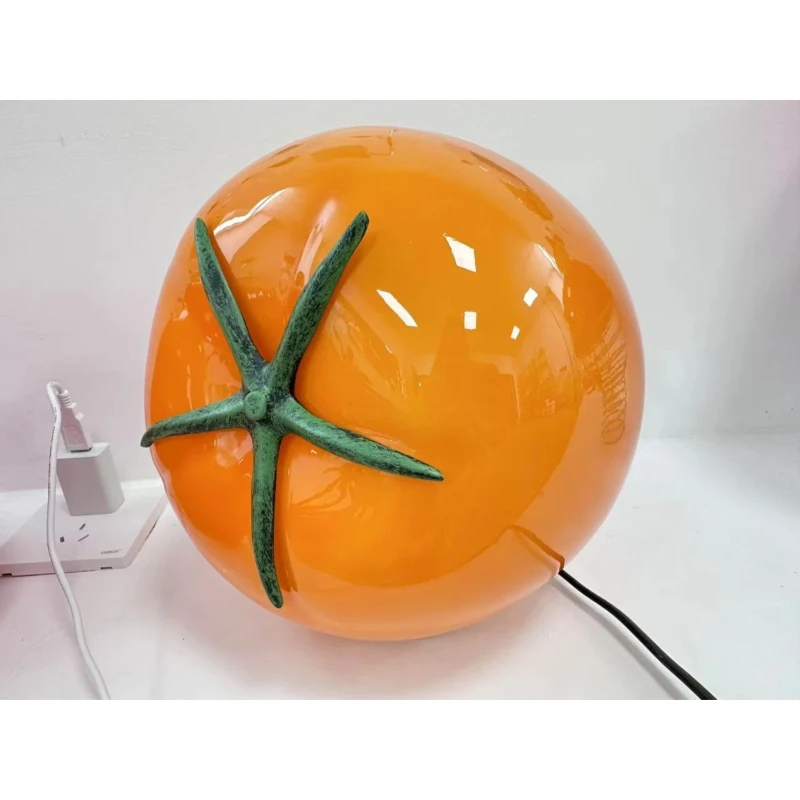 

Creative Light Emitting Diode Table Lamp Tomato Modeling Modern Nordic Design Home Decoration Vitreous Body AC Reading