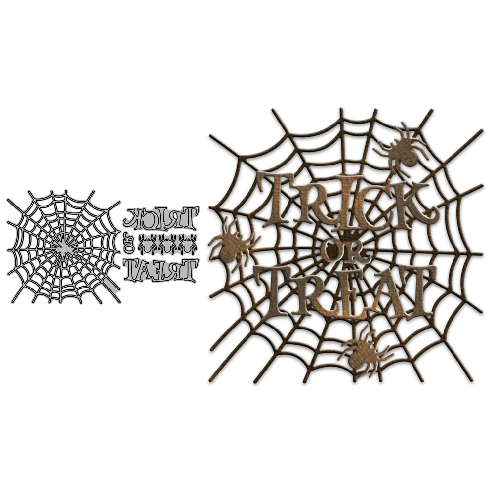 MangoCraft Spider Web Halloween Metal Cutting Dies Trick Treat Embossed Scrapbooking DIY Cut Dies For Shaking Card Making  Album