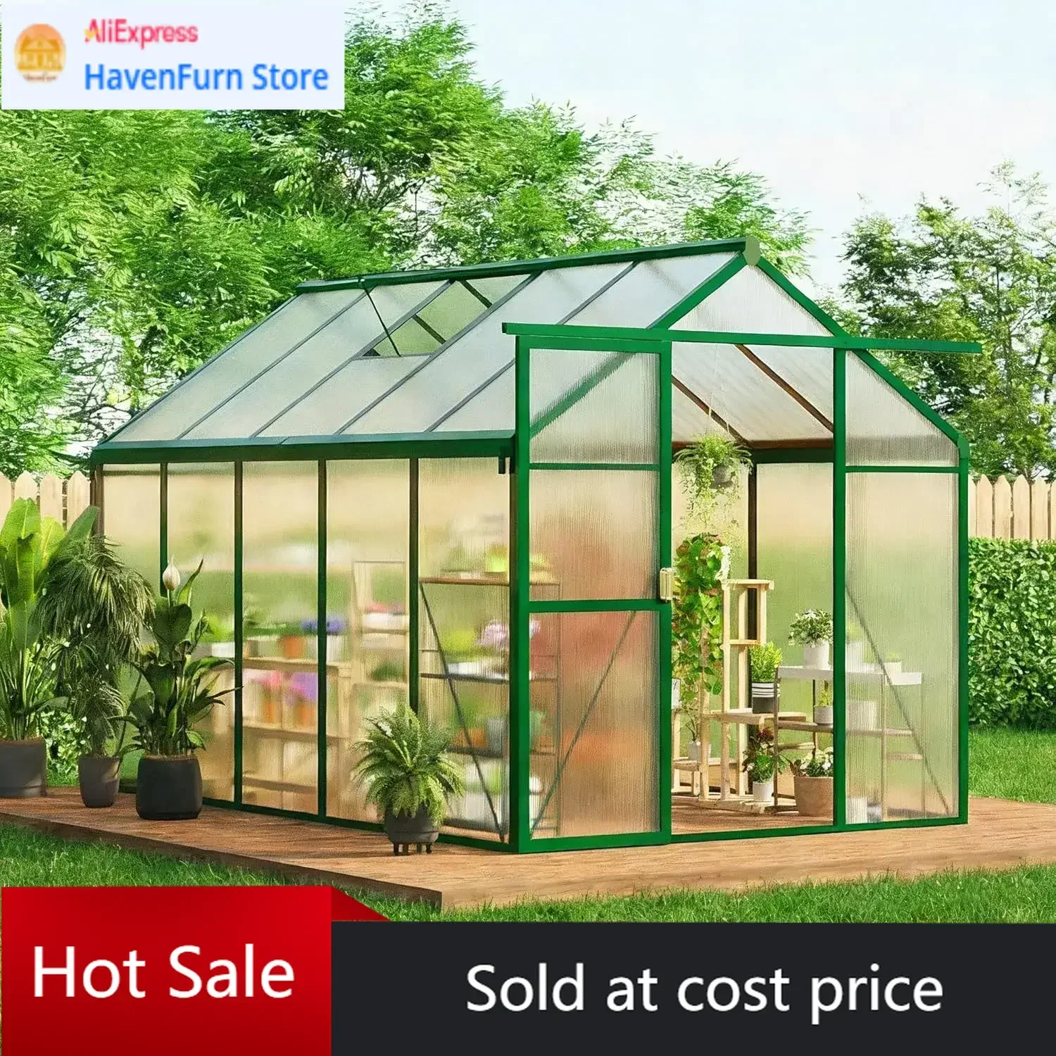 

Акционная цена! Ограниченное предложение! Уличная теплица из поликарбоната 6x10 футов, прочная алюминиевая рама с запираемой дверью.