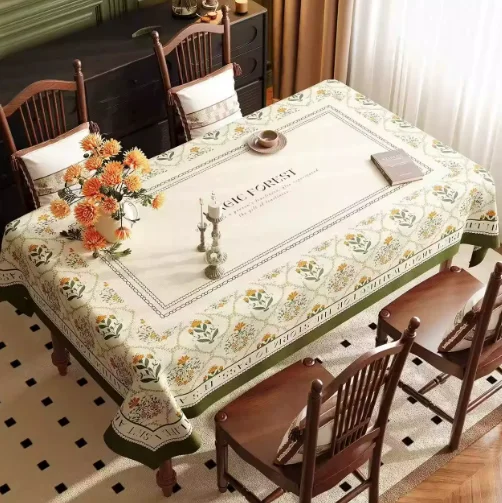 Table Cloth, Luxury American Vintage Fabric Tablecloth, Waterproof Oil Resistant No Clean Table Cover for Dining Table Tea Table