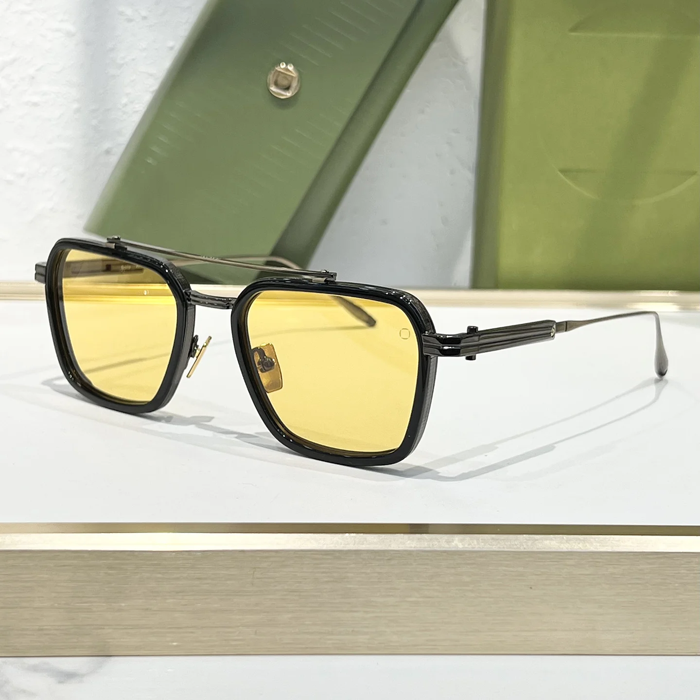 AKS507 النمط الياباني الحرفية المعدنية مربع مصمم رجال الأعمال النظارات الشمسية واقية من الشمس عطلة القيادة في الهواء الطلق النساء النظارات الشمسية