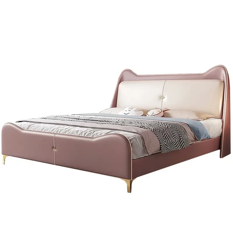 Children's bed girls modern minimalist soft bed light luxury boys and girls  teenagers bedroom solid wood  storage
