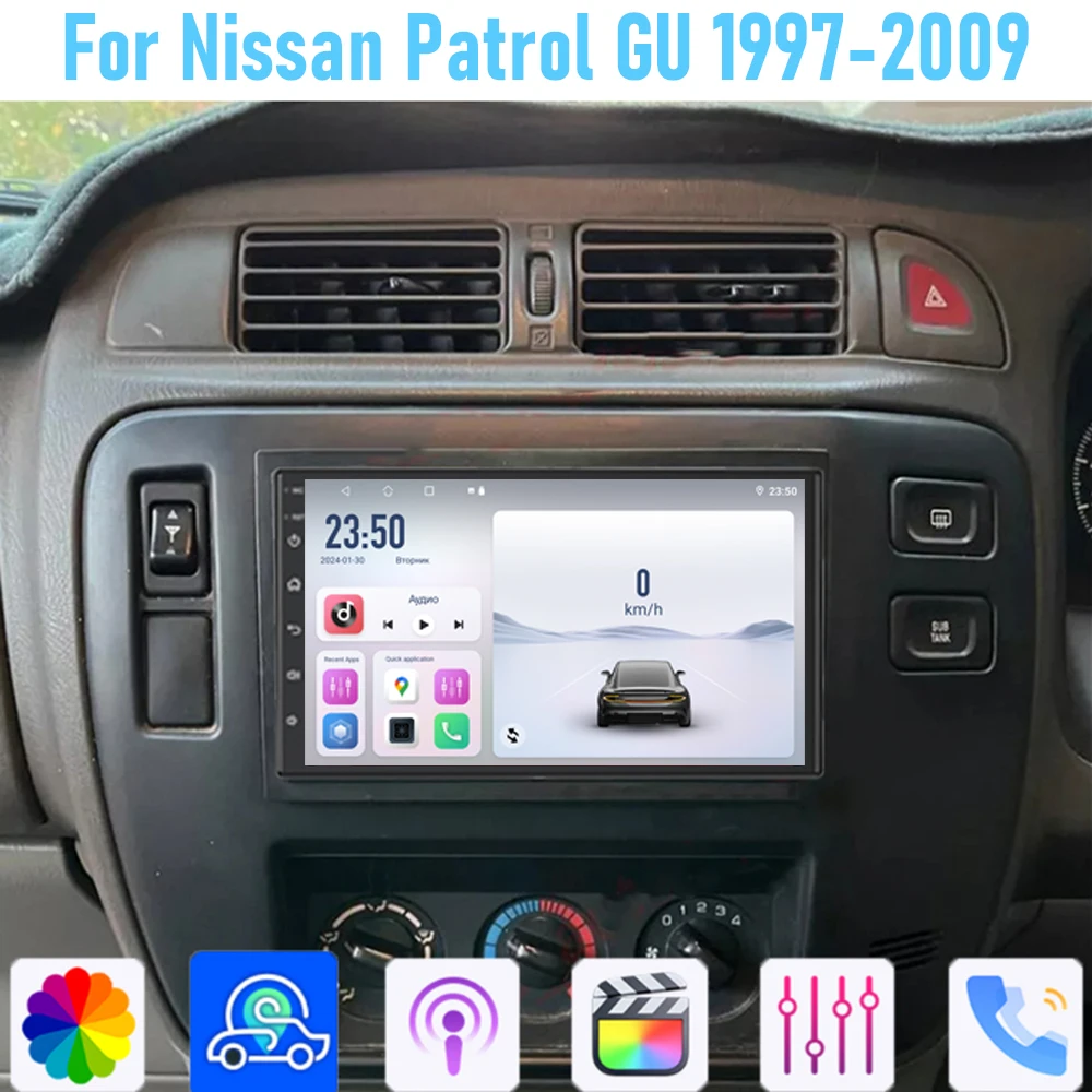 

7'' For Nissan Patrol GU 1997-2009 GPS Car Radio Wireless Apple Carplay Android 15 Multimedia Player Stereo GPS Navi WIFI BT