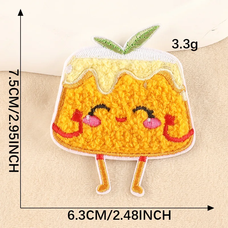 Cute Plush Chips Cookies Pizza Iron on patch, accessori per abbigliamento, adesivi per ricamo autoadesivi, 1 pz