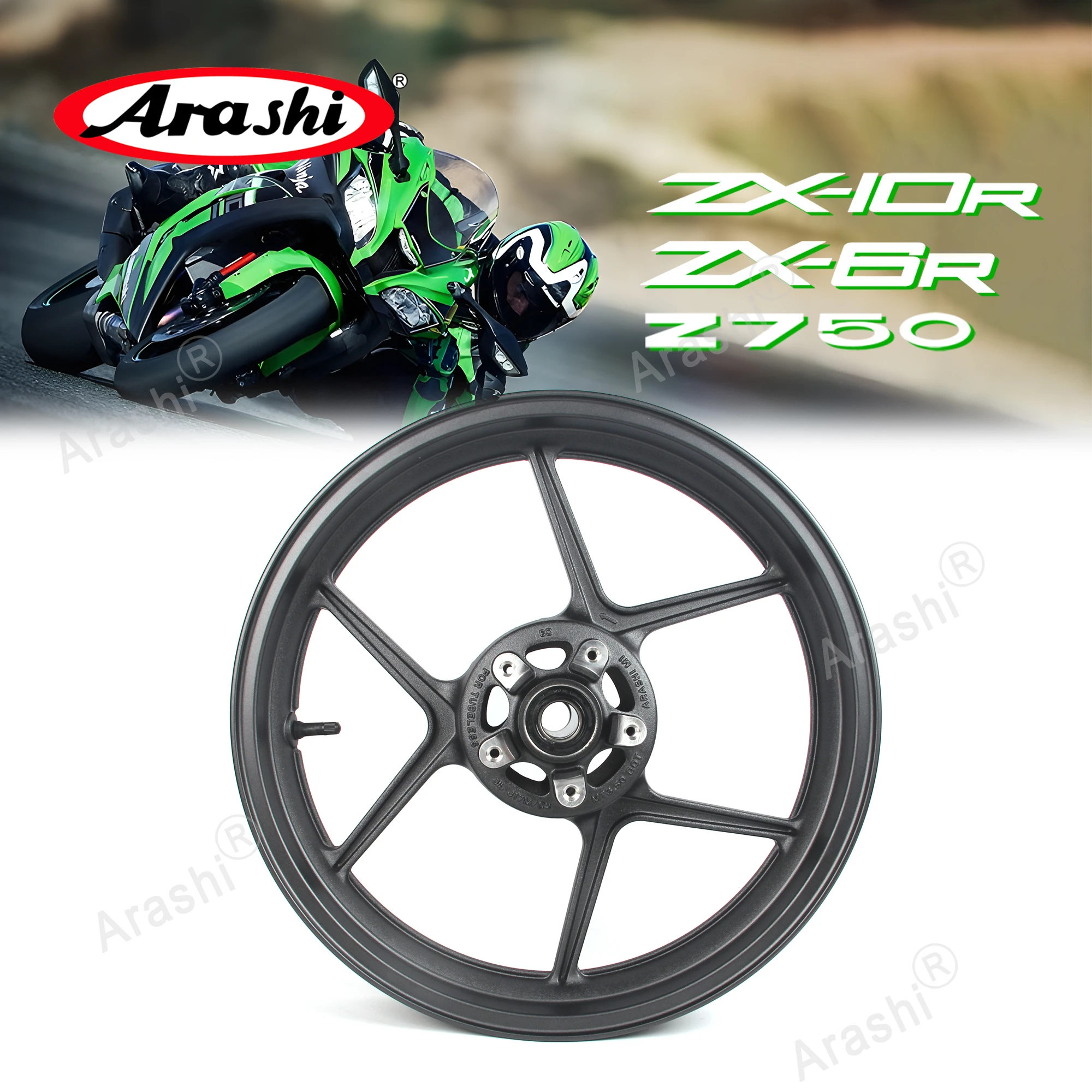 ARASHI NINJA Z750 07 08 Front Wheel Rim Motor Rims For KAWASAKI Z 750 2007 2008 ZX6R 05-12 NINJA ZX10R 06-10 MATTE BLACK