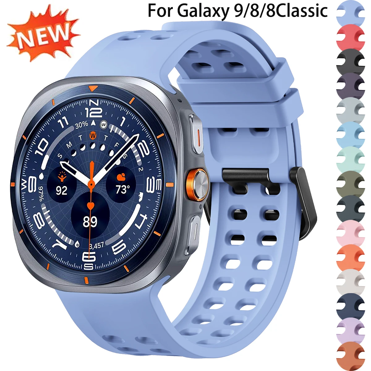 Marine Silicone Strap for Samsung Galaxy Watch 9/8 44 40mm/8 Classic 46mm Wristband Galaxy Ultra 2026 47mm Breathable Bracelet