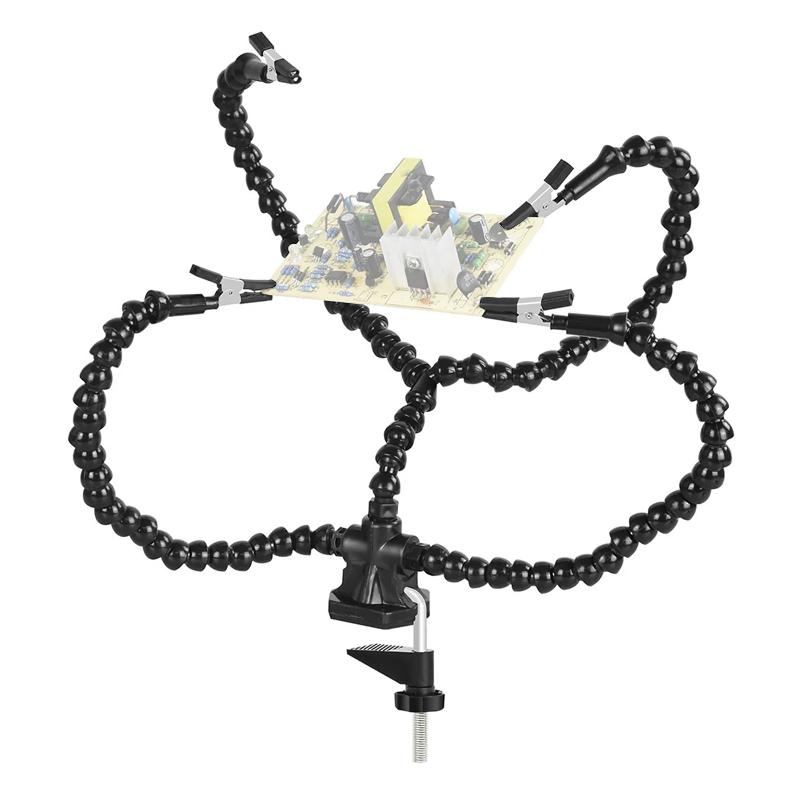 Инструмент для пайки печатных плат для третьих рук с 3 гибкими вращающимися зажимами и устойчивым настольным зажимом