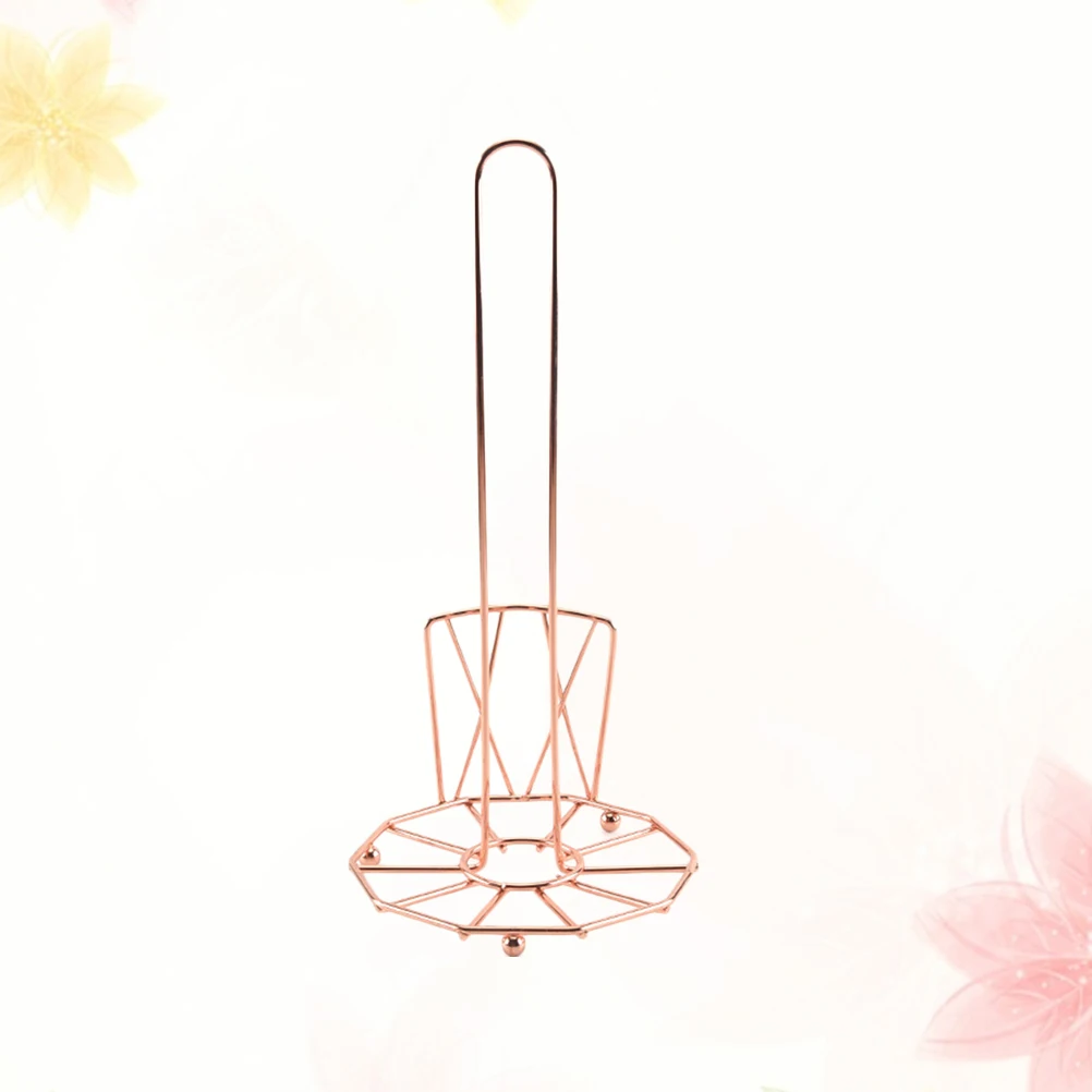 حامل معدني الذهب الوردي الحديد حامل المطبخ الحمام كونترتوب لفة تخزين الرف المنظم حامل المناشف الورقية ورقة الحديد #2