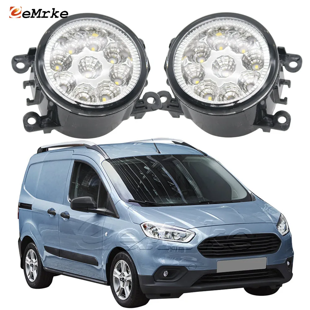 2Pcs for Ford Tourneo Transit Courier 2018 2019 2020 9-Pieces LED Fog Lamp H11 12V Halogen Car Anti Fog Lights DRL Headlights