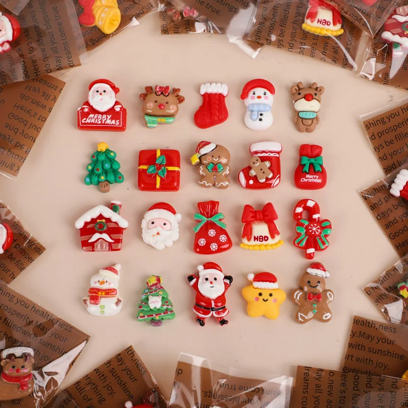 10/20/30/50pcs Resin Christmas Fridge Magnets, Santa Tree Design, Kitchen Dishwasher Home Decor