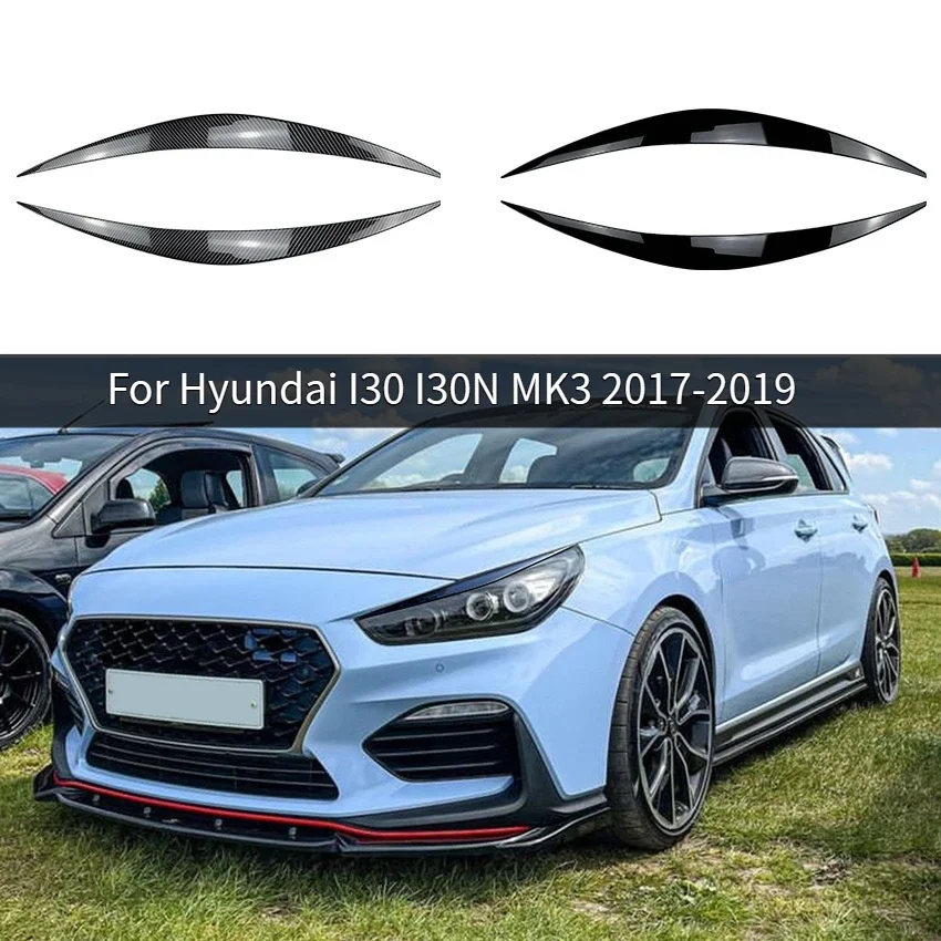 Applicable to Hyundai I30 I30N MK3 2017-2019 Automotive Carbon Fiber Headlight Eyebrow Car Sticker Exterior Accessories