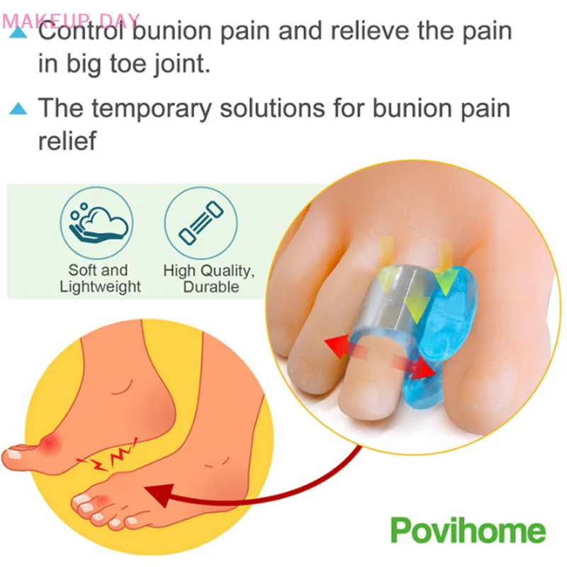 2-częściowy niebieski miękki żel silikonowy Separator palców Narzędzie do pielęgnacji stóp Hallux Valgus Bunion Spacers Korektor kciuka