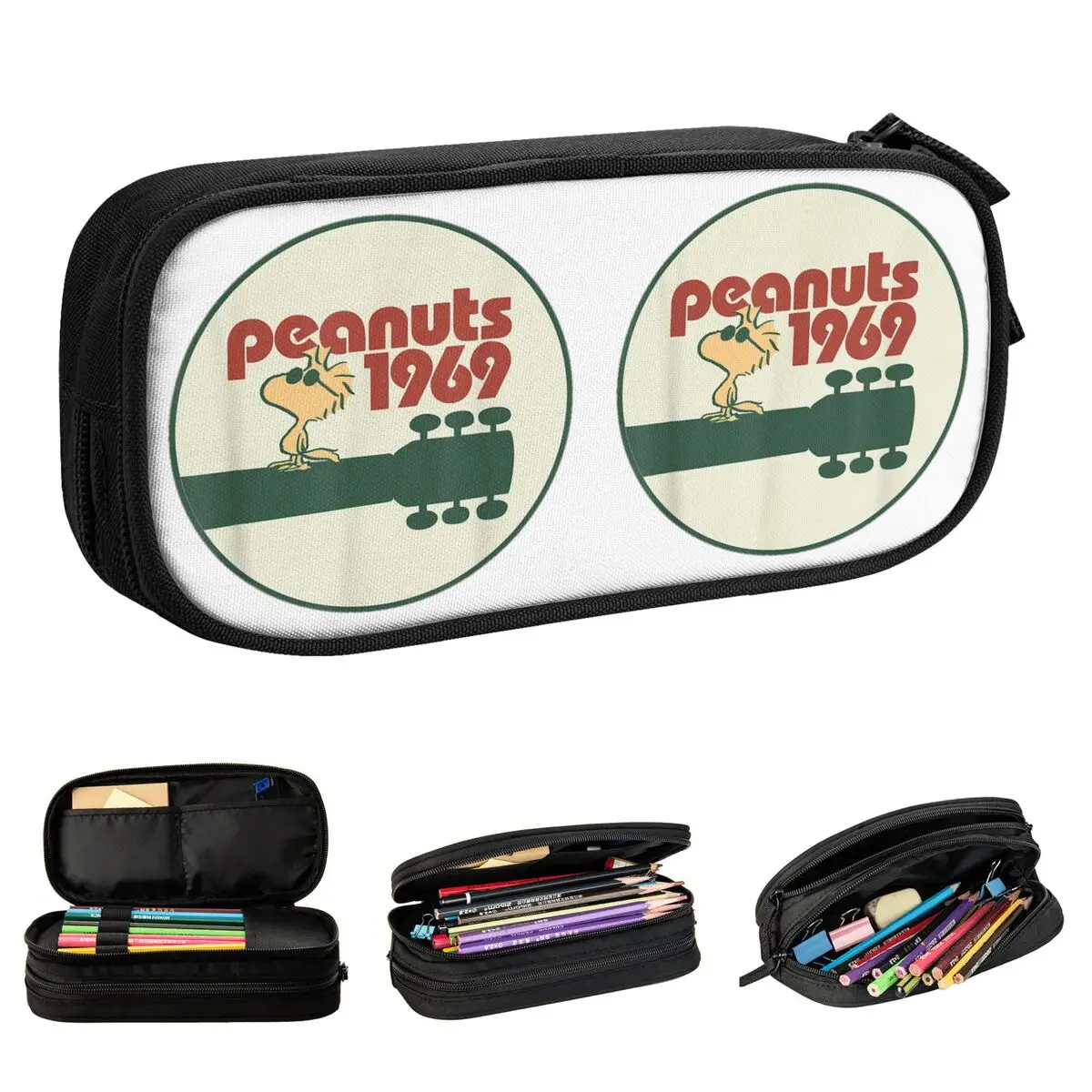 Peanuts Woodstock 1969 Snoopy Pencil Cases Creative Pen Holder Bag Girls Boys Large Storage Students School Cosmetic Pencilcases