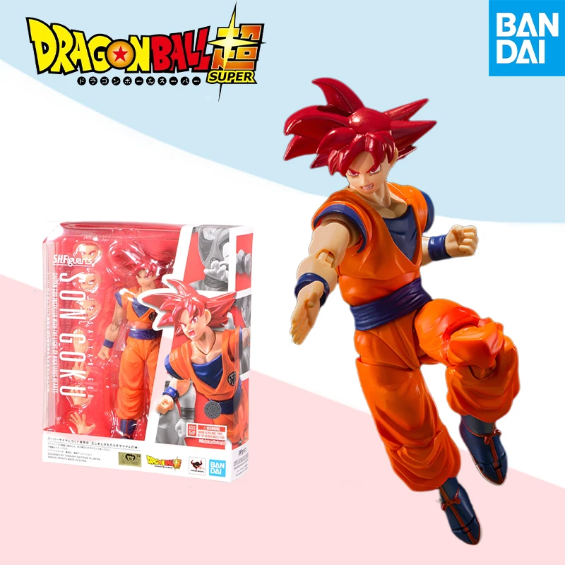 

Bandai S.H.Figuarts SHF Dragon ball SON GOKU SUPER SAIYAN GOD RED HAIR action anime model kit finished toy gift for kids