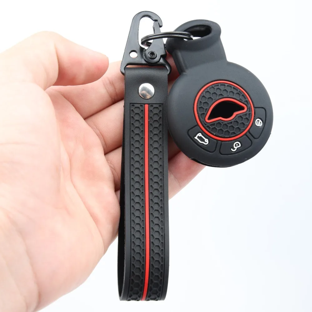 Protective Silicone Key Cover For BMW Mini Cooper Clubman Countryman Paceman Roadster R56 R57 CAS3 with wrist carabiner