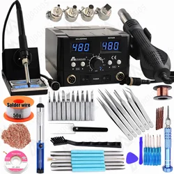 2 IN 1 800W LED Digital Soldering Station Hot Air Gun Rework Station Electric Soldering Iron For Phone PCB IC SMD BGA Welding
