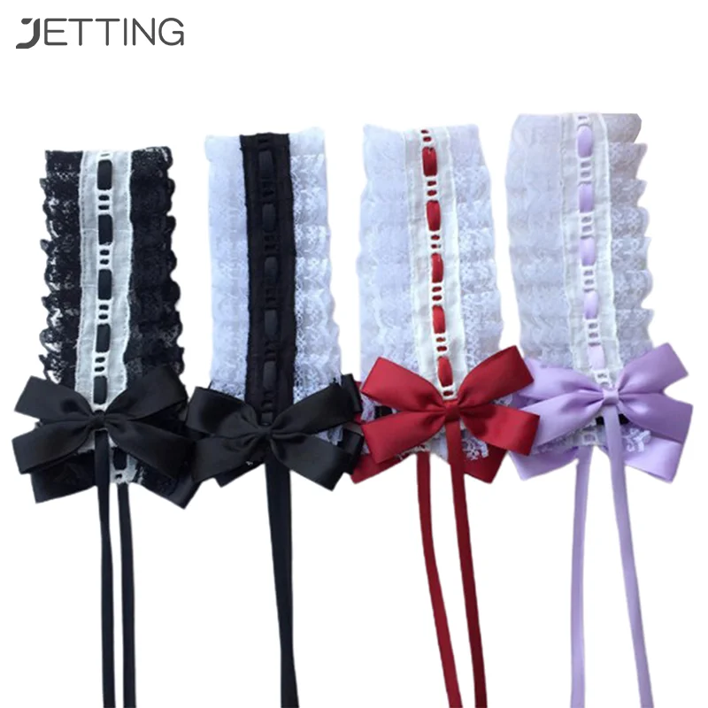 Sweet Lolita Lace Bow Hairbands para mulheres, bandanas para meninas, Headwear para senhora, empregada DIY Acessórios, Headwrap, novo