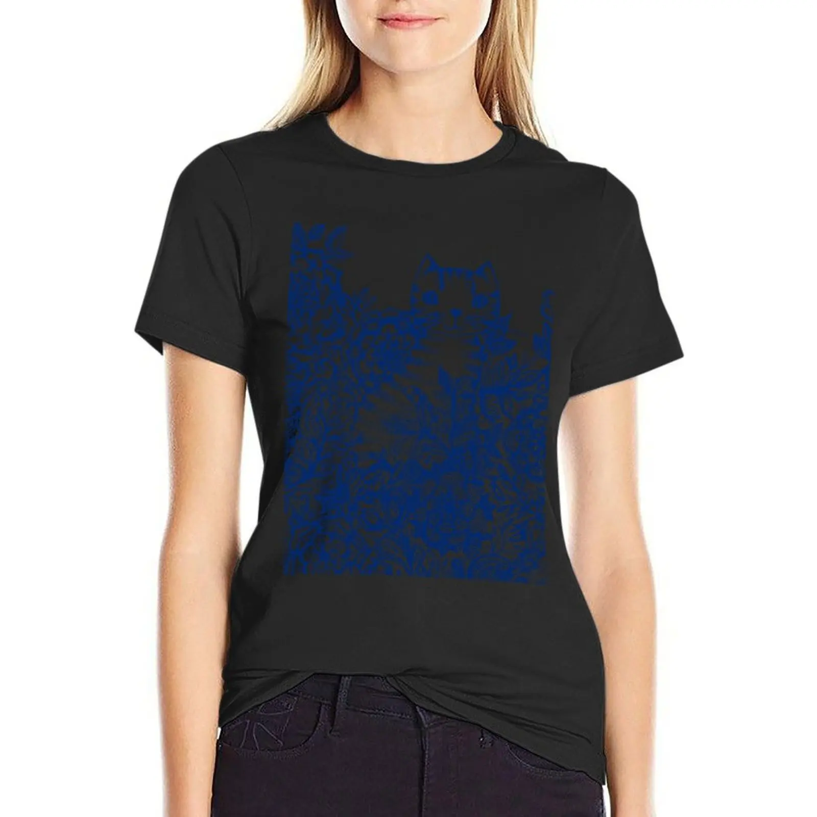 

Garden Cat Doodle T-Shirt korean fashion aesthetic clothes t shirts for Womens