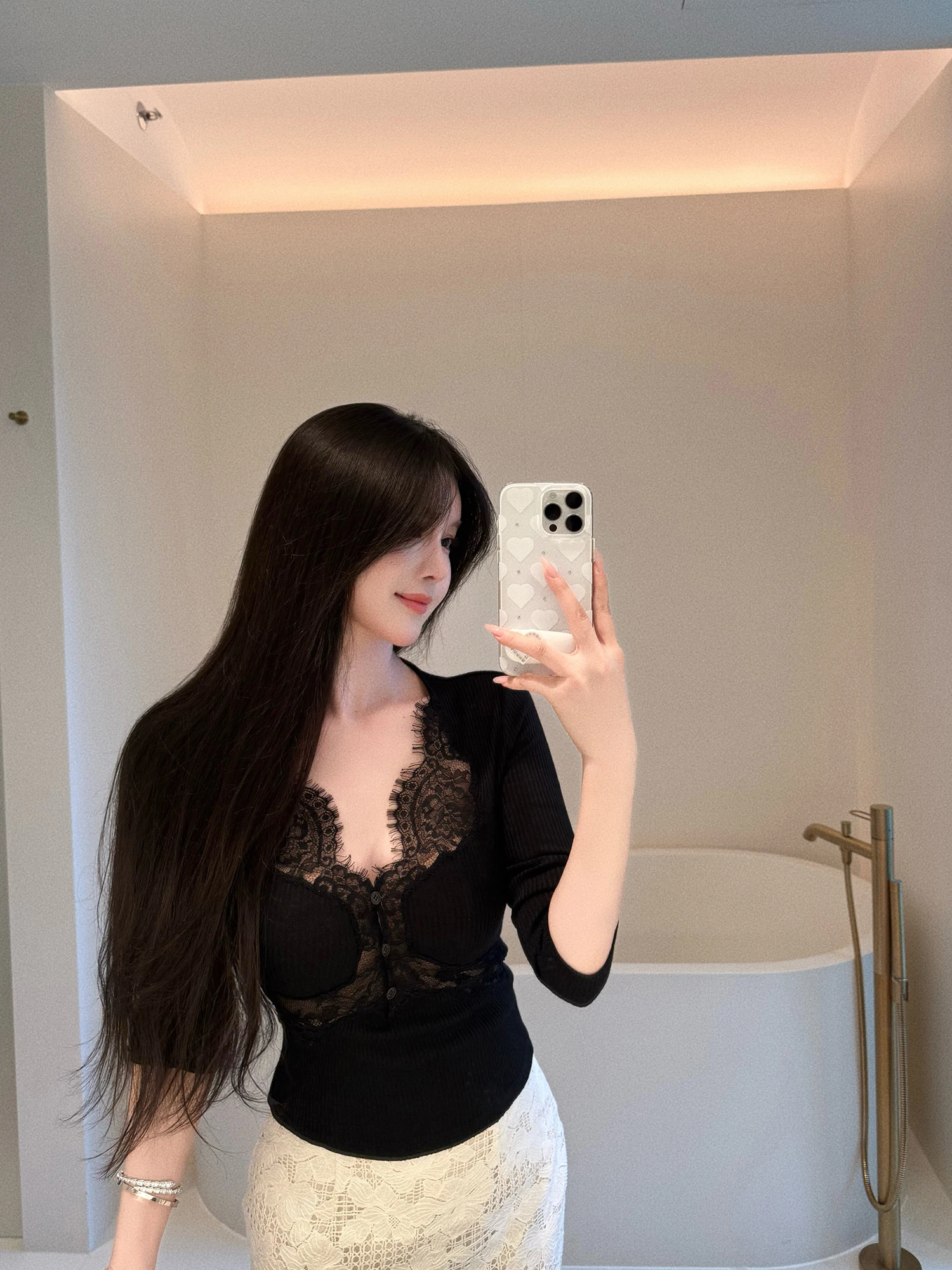 

Elegant Lace Trim Knitted mid Sleeve Top for Women Luxury Brand the Swan Spoil Life Beautifully Designed Fashionable Women's ...