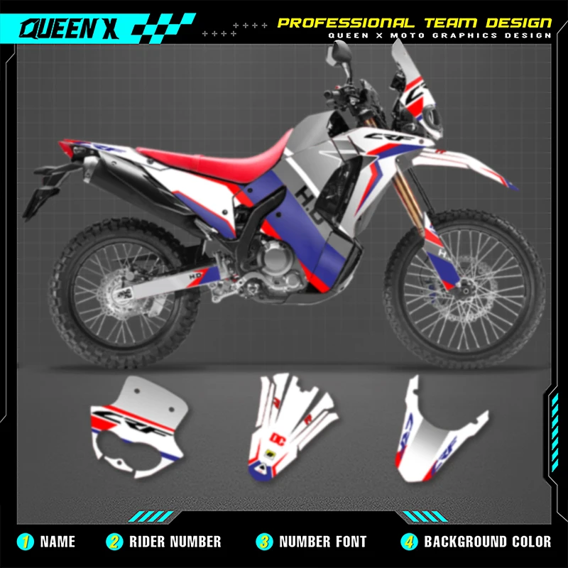 

Queen X MOTOR Custom Team Motorcycle Graphics Background Decal Stickers Kits For Honda CRF250 CRF300 RALLY 2021