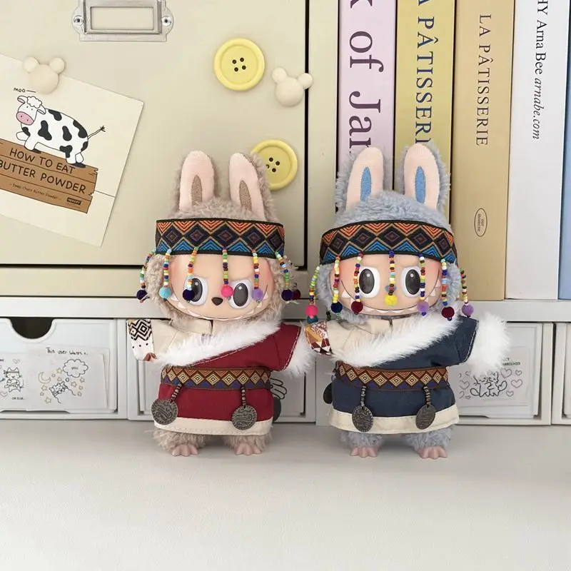 

Одежда для кукол Labubu, 17 см, характерная одежда китайских этнических меньшинств, головные уборы, пояс, красные и синие украшения