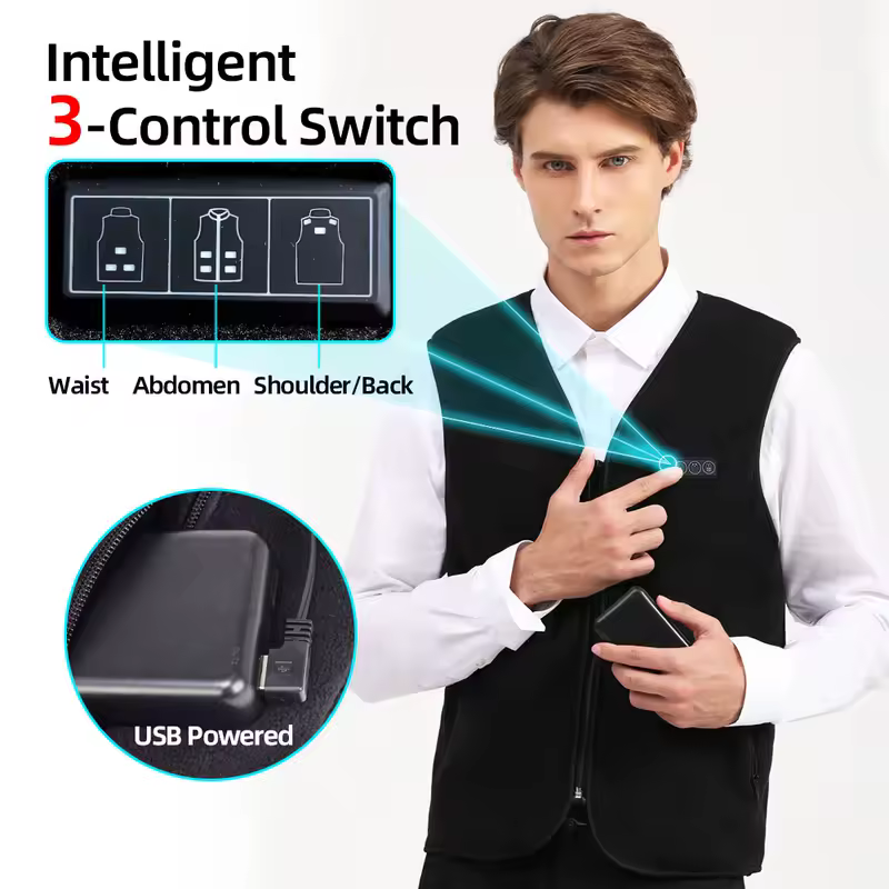 Smart Fleece Heated Vest Men USB Electric Self Heating Vest Women Rechargeable Heated Jacket Thermal Hunting Heated Clothes - Image 3