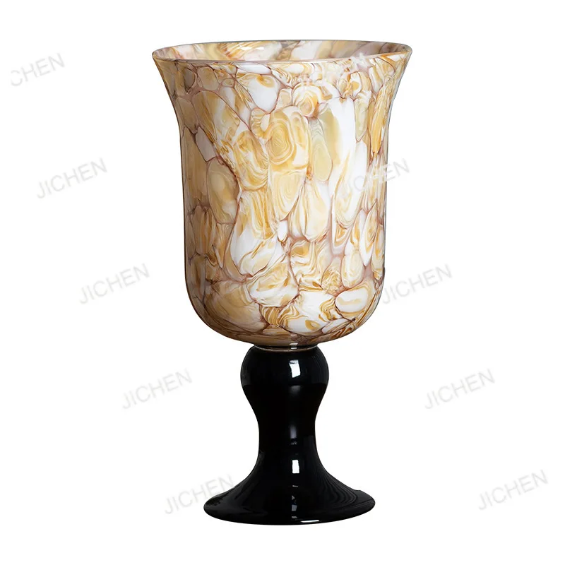 

Современная высококачественная художественная французская ретро-ваза с текстурой, на высокой ножке, ручной работы, в античном стиле, для цветочных композиций, декоративное украшение.