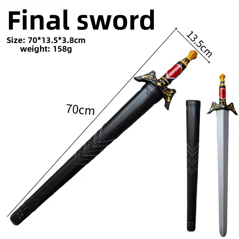 Miecz treningowy średniowieczny 70 cm / 27,56 cala, plastikowy model katany do cosplayu, rekwizyty do treningu gier, gadżety, zabawka kolekcjonerska, rękodzieło sportowe.