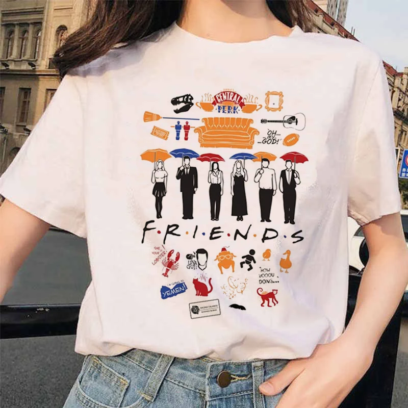 

American Drama Friends Friends Graphic Print Summer Luxury Brand Pure Cotton Men's and Women's T-shirt Short Sleeve Street