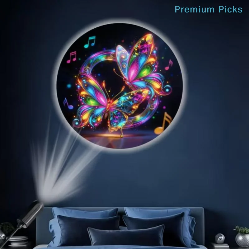 portableButterfly Pattern USB LED Projection Lamp for Room Ceiling Decor Creative Dreamy Effect Night Light Bedroom Ambience