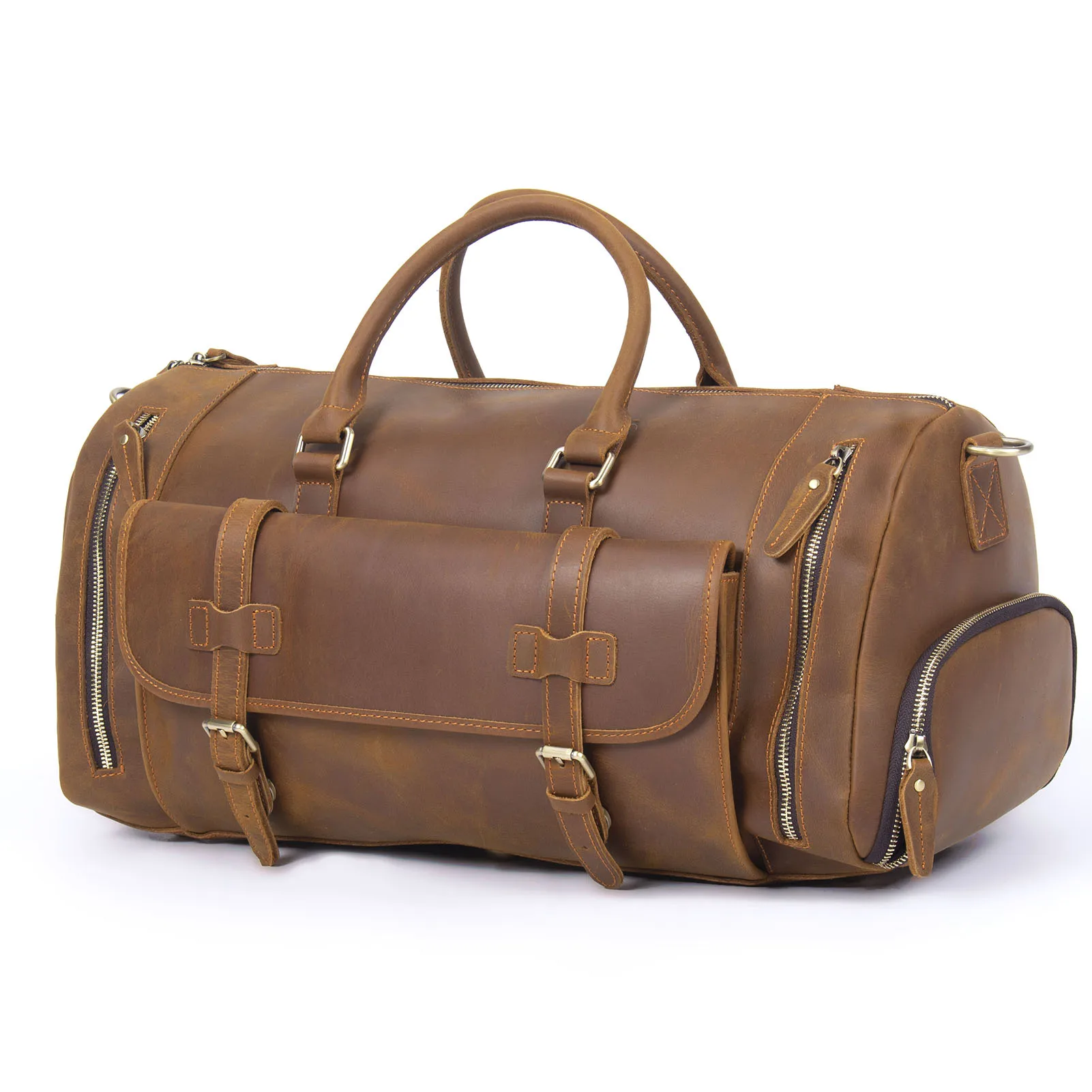 S.WORKER Echtleder-Reisetasche Klassische Vintage Vollnarbenleder-Reisetasche Wochenendtasche Sporttasche Handtasche – Detail 8