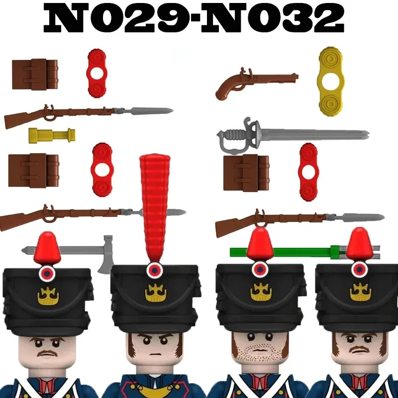 WW2 Napoleon Army Napoleonic Figures French Soldiers Building Blocks Cannon Weapons Sword Gun War Accessories Bricks  Kids Toys