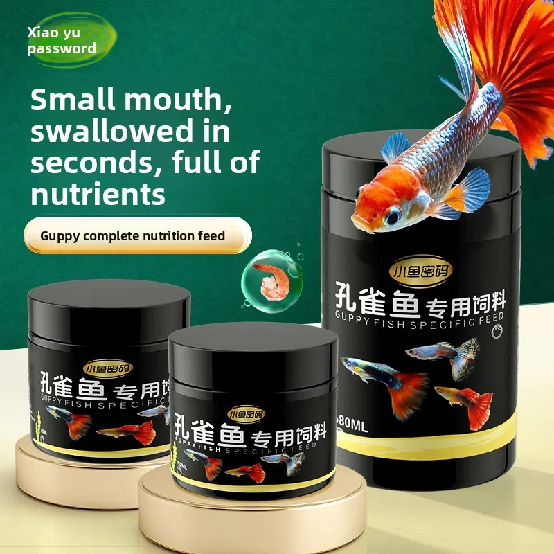 XIAOYUMIMA Community Fish Food for Guppies, Bettas & Tetras, Color Enhancing Micro Pellets for All Tropical Fish