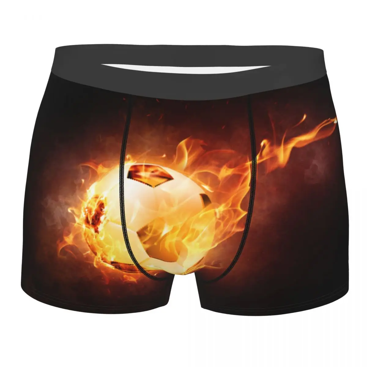 Custom Burning Football Soccer Ball Boxer Shorts For Men 3D Printed Sports Gift Underwear Panties Briefs Soft Underpants